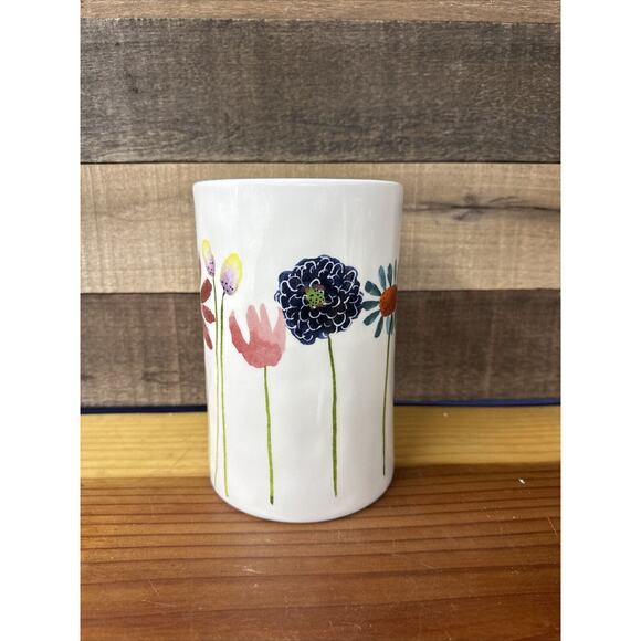 Rare! Rae Dunn Magenta Bloom Flowers Multicolored Vase Utensil Holder - Picture 1 of 6